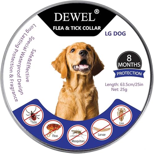 DEWEL Collar contra Pulgas y Garrapatas para Perros Grandes...